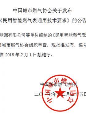 《民用智能燃氣表通用技術要求》T/C公共安全標準S003-2017